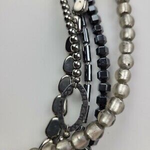 Silpada N1936 Sterling Silver Hematite Hailstone Necklace Grey Multi Strand.